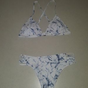 Marble bikini blue white padded size small